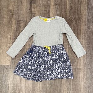 Mini Boden Gray Ribbed star dress  with Yellow Trim
